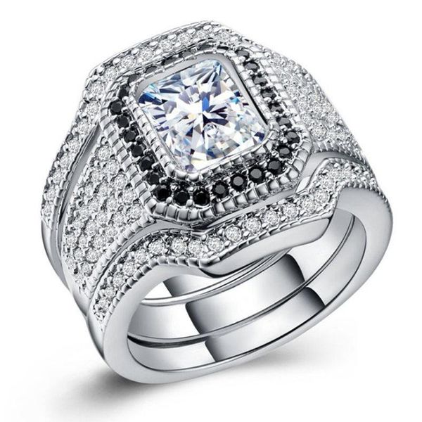 

wedding rings classic fashion ladies square cut ring set jewelry, Slivery;golden
