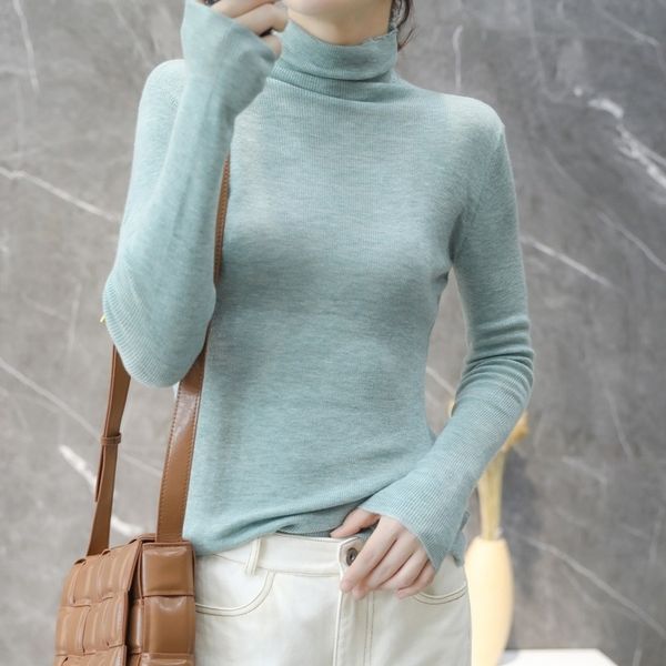 

basic cashmere turtleneck sweater women autumn winter knitted jumper office ladies wool sweaters long sleeve pullovers female 210603, White;black
