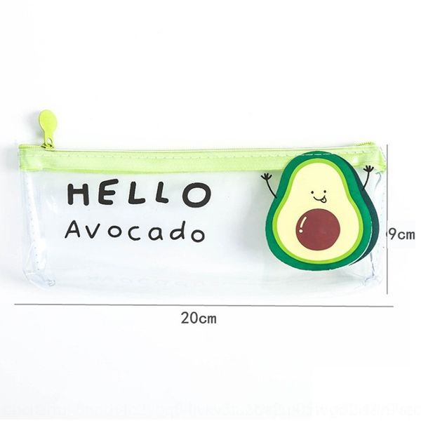 

kse cartoon lovely avocado transparent pvc pencil case for primary and secondary school students case stationery pencil bags stationery box