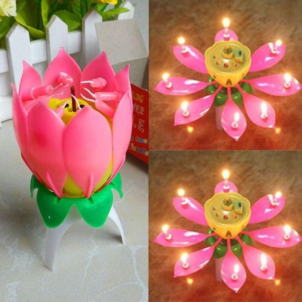 

candles 2pcs music cake candle lotus musical happy birthday romantic flowers light for wedding kids party diy decoration gif