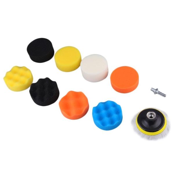 

car sponge 10pcs 3 inch multifunction wave ball polishing beauty tools self-adhesive waxing wool wheel set kits for automotive