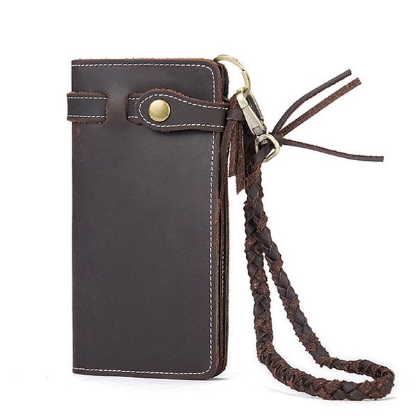 

pure handmade crazy horse leather long men wallets vintage anti-theft purse natural genuine cow clutch bag, Red;black
