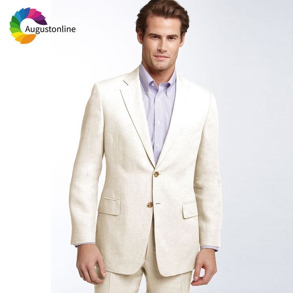 

men's suits & blazers ivory beach wedding suit for men slim fit groom tuxedos 2 pieces (jacket+pants) groomsmen man blazer pr, White;black