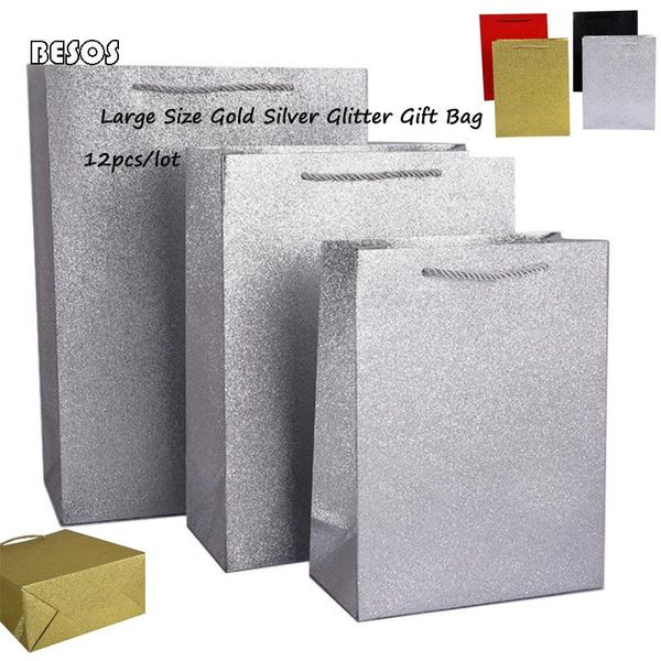 

gift wrap fashion large size glitter gold silver color bag wedding party promotion jewelry clothes flower packing decoration
