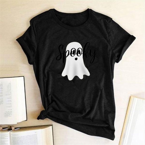 

cute white spooky printing men t shirts summer graphic tee kawaii woman tshirts cotton short sleeve harajuku for girls, White;black