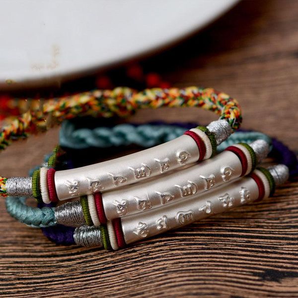 

charm bracelets fashion hand-knitted birth year red rope chinese knot bracelet multicolored six-word mantra jewelry, Golden;silver