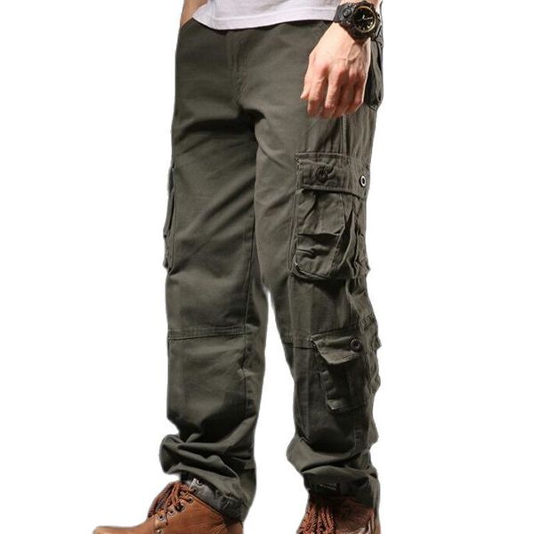 

men's pants military tactical men's pants, multi pocket casual ready-made clothes, large straight pants 42 44, Black