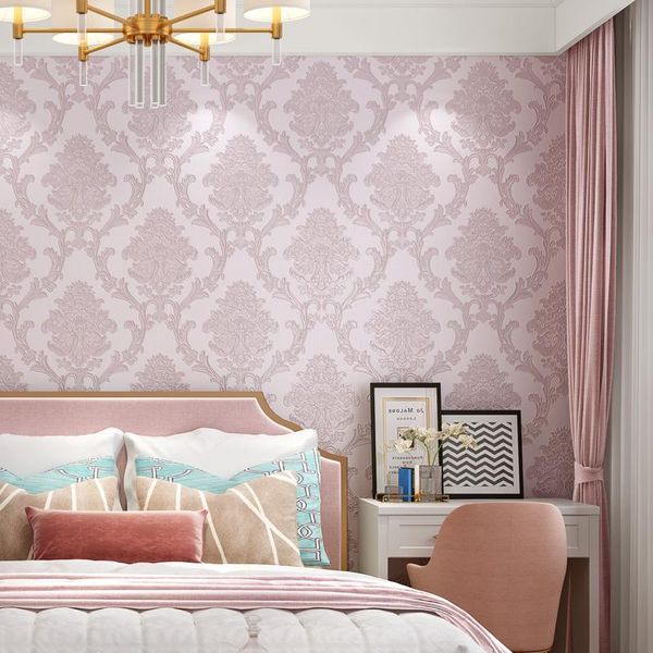 

wallpapers blue pink damascus floral wallpaper 3d classic self adhesive murals damask wall papers stickers living room bedroom decor j098