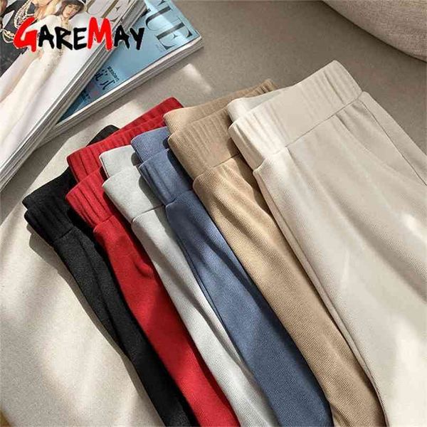 Pantaloni da donna estivi Pantaloni a gamba larga a vita alta Pantaloni femminili impilati sciolti Beige Khaki Ice Silk Casual Street Style 210915