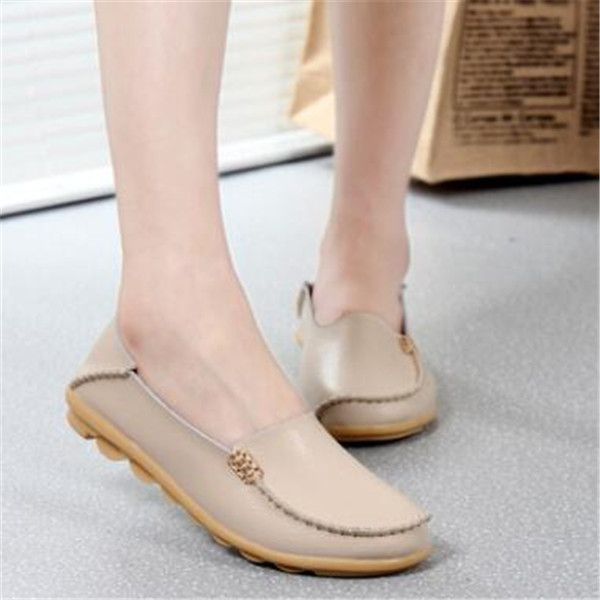 

iron buckle casual mother shoes single white female leather shoe flat heel nurse large size women's 44, Black