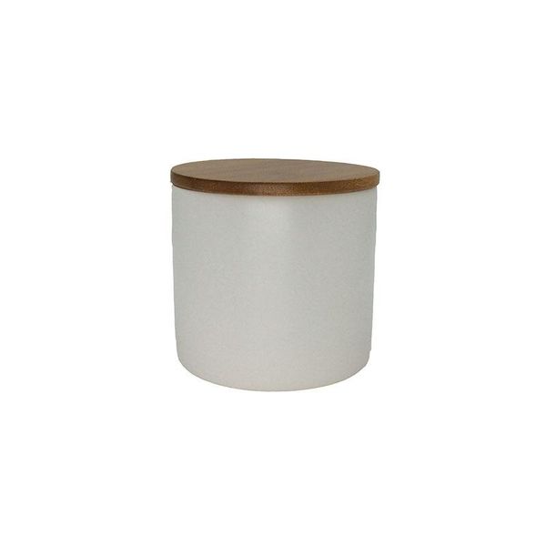 

ceramic airtight jar with bamboo lid + silicone ring simple white portable jar, candy tin, tea tin storage bottles & jars
