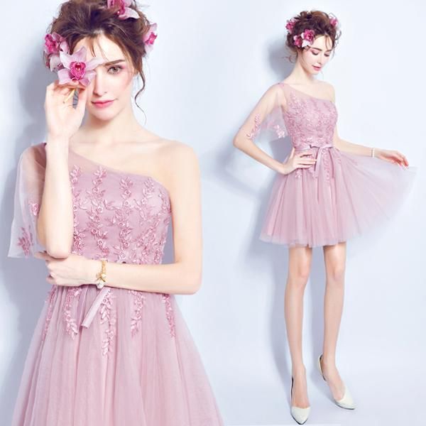 

party dresses 2021 arrival stock maternity plus size bridal gown evening dress one shoulder pink graduaton short lace 662, White;black