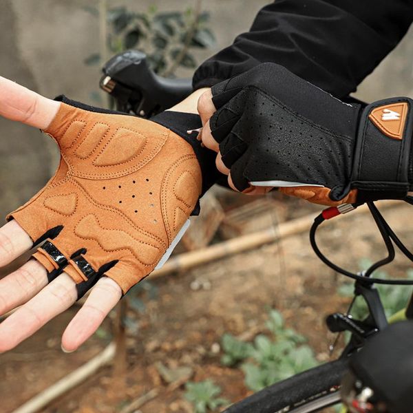 

cycling gloves summer sports anti-sweat bicycle for men women anti-slip breathable half finger bike, Black