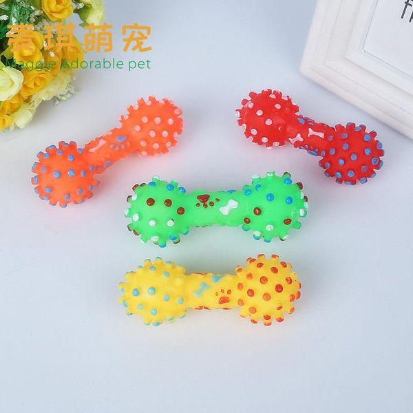 

dog apparel 1pc pet vocal toy cat colorful small thorn dumbbell plastic