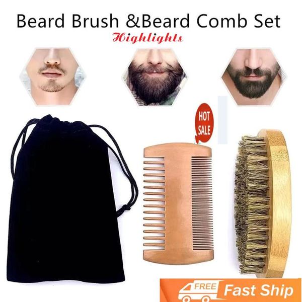 

other bath & toilet supplies soft bristles wood beard brush hair filter tool men comb set with gift bag