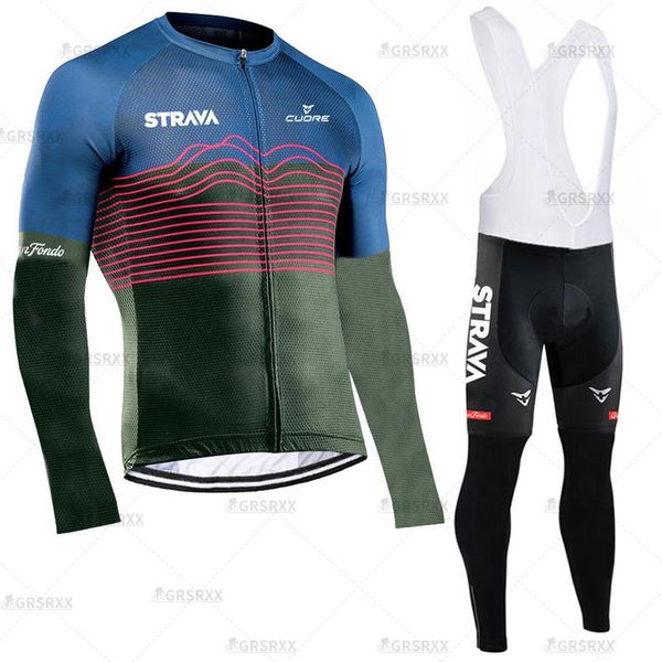 

cycling set bicycle team pro autumn breathable shirts for men long sleeve uniform bike jersey racing sets, Black;blue