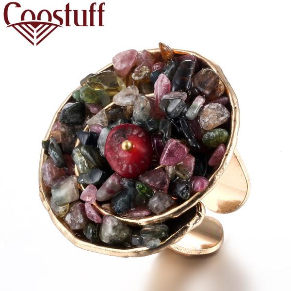 

cluster rings wholesale for women fashion statement conch ring coral stone gold color resizable anillos mujer, Golden;silver