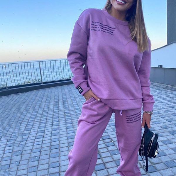 

set sweatshirt letter print women tracksuits two pieces casual pants suit autumn long sleeve pullover female tracksuit, Gray