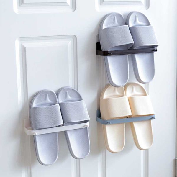 

clothing & wardrobe storage creative non-stick paste wall-mounted shoe rack simple diy slippers door bathroom supplies