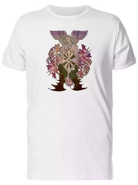 

vintage angel and demon statues men's tee -image by shutterstock, White;black