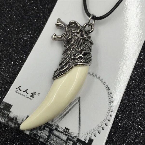 

pendant necklaces 2021 punk cool brave men wolf teeth necklace women lucky jewelry vintage imitation tooth amulet, Silver