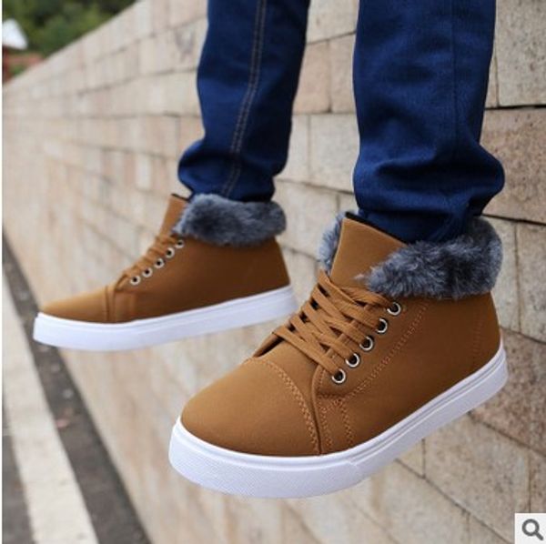 

2022 boots new men's winter snow low barrel warm shoes fashion flat shoes, Black