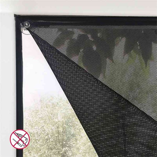 Tenda parasole per finestra di dimensioni personalizzate Tessuto a rete con ventosa Paralume per auto di colore nero con forte aspirazione Facile da installare 210913