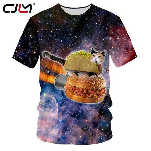 

men's t-shirts cjlm starry sky hip hop tshirt 3d fully printed cat summer short sleeve tee hamburg harajuku punk style unisex, White;black