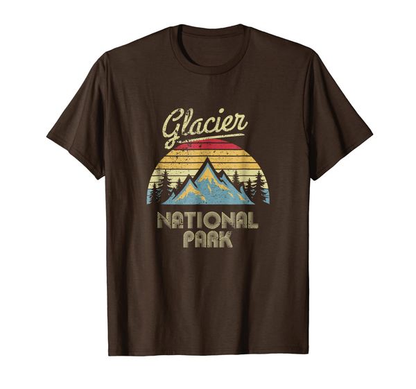 

vintage retro glacier national park mountain t shirt, White;black
