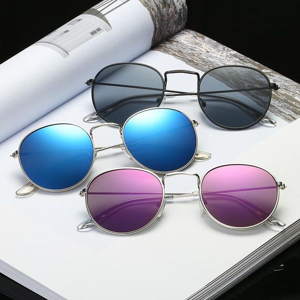 

sunglasses 3447 zheng shuang same round frame dazzling reflective, White;black