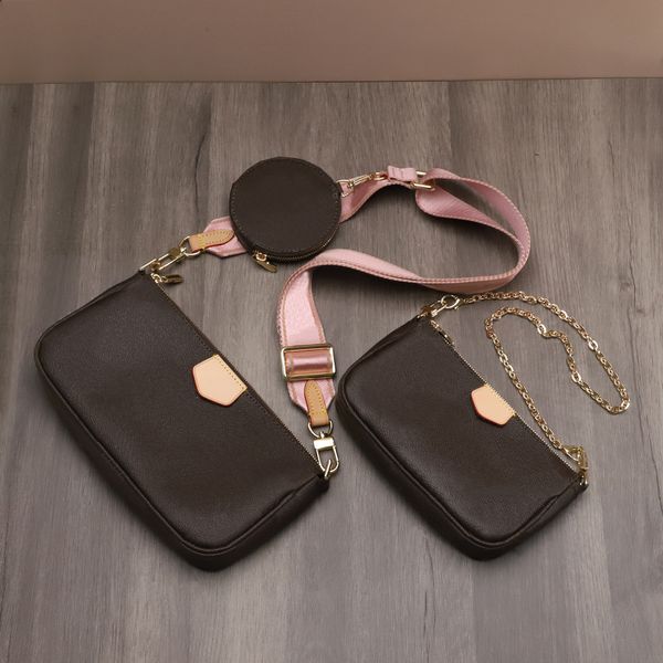 

3 pcs/set women shoulder bags favorite multi pochette accessories crossbody purse messenger handbags flower designer lady leather with box