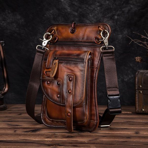 

waist bags norbinus motorcycle men bag belt fanny packs genuine leather thigh drop leg male shoulder messenger hip hook pouch