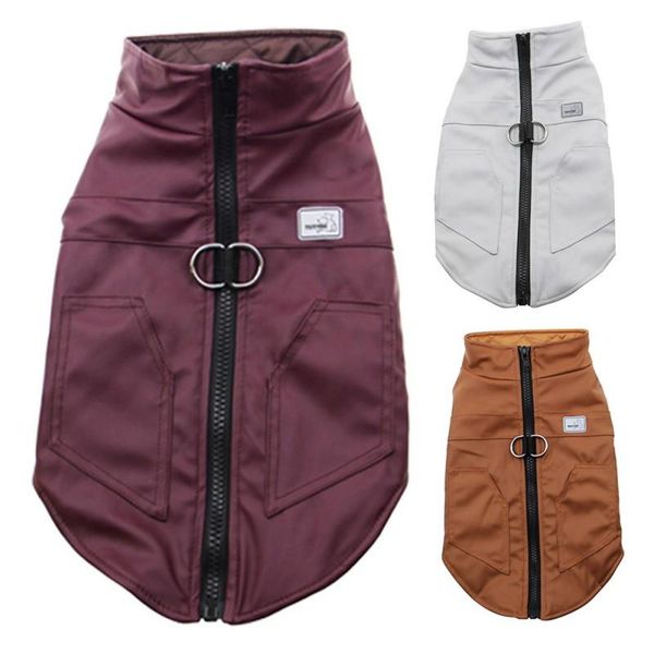 

dog apparel pet outfit costume small pu leather sleeveless zipper coat thickening warm vest for and medium dogs qsk o