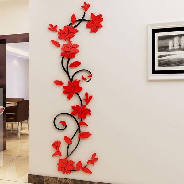 

wall stickers mirror acrylic flower diy living room decals tv background decoration wallpaper