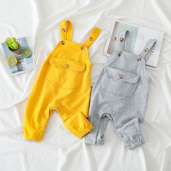 

jumpsuits infant baby overalls spring autumn kids casual loose cotton korean style boys girls big pocket pants, Blue