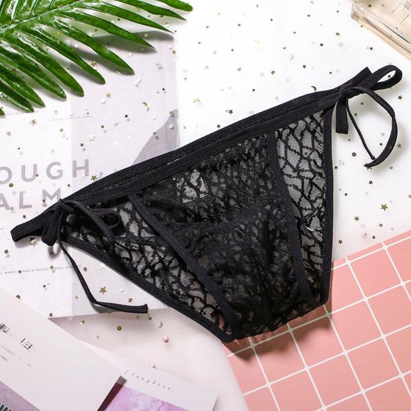 

underpants see through lace g string man t-back thong mens underwear bikini pouch briefs mans underpant male sheer breathable panties, Black;white