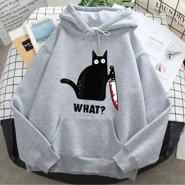 

men's and women's hoodi, cat prints and black kniv, harajuku hip-hop casual wear, long sved wool street wear, autumn