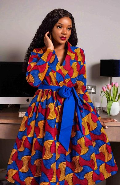 

casual dresses 2021 summer ladies elegant temperament fashion all match slim personality printed female v neck long sleeved big dress, Black;gray