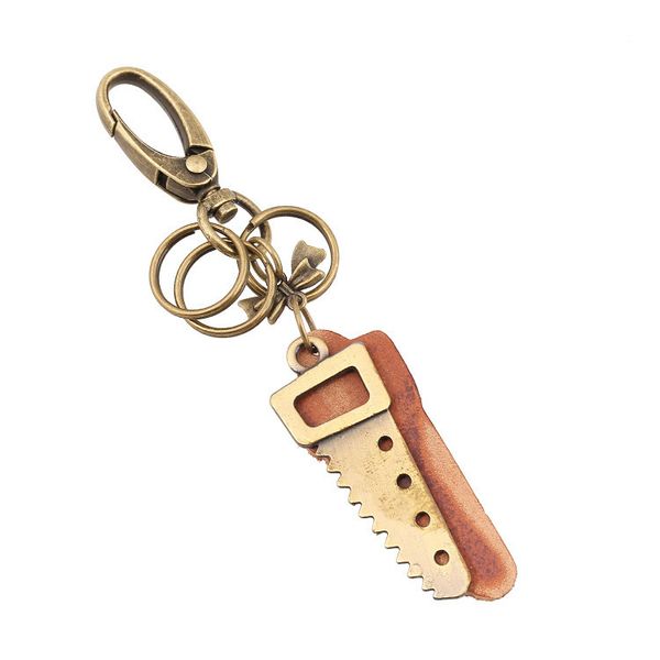 

key rings creative gift car chain punk bronze saw leather women's backpack pendant, Slivery;golden