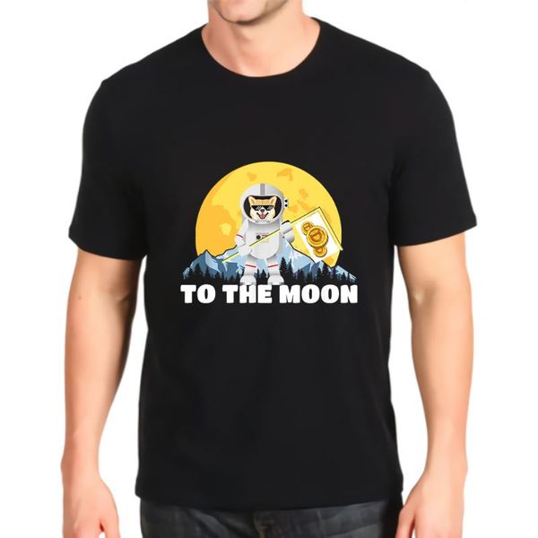 

men's t-shirts printed tshirt fashion dogecoin moon tees mens loose customization costomizable, White;black