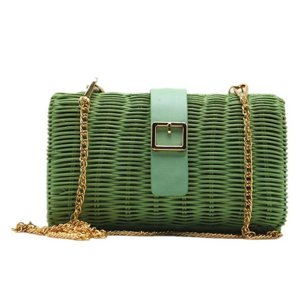 

evening bags summer rattan straw woven bag green camel female purses and handbags