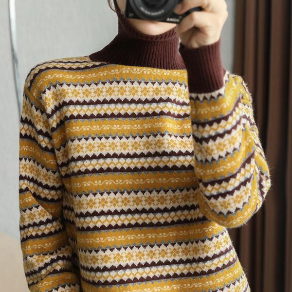 

women's sweaters 2021 woman winter cashmere turtleneck autumn knitted pullovers warm female thickening, White;black