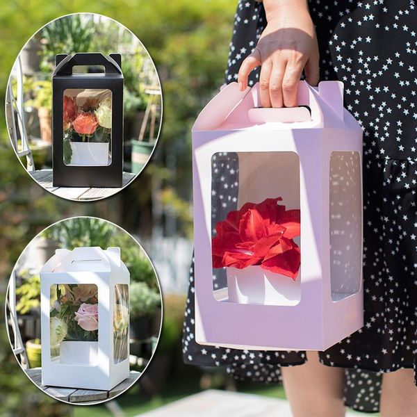 

flower wrapping boxes arrangement waterproof with clear window gift packing bags home decor party supply box wrap