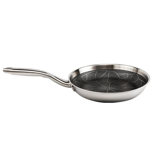 

three-layer steel lotus leaf pattern stainless honeycomb flat-bottom frying pan non-stick cooker induction universa pans