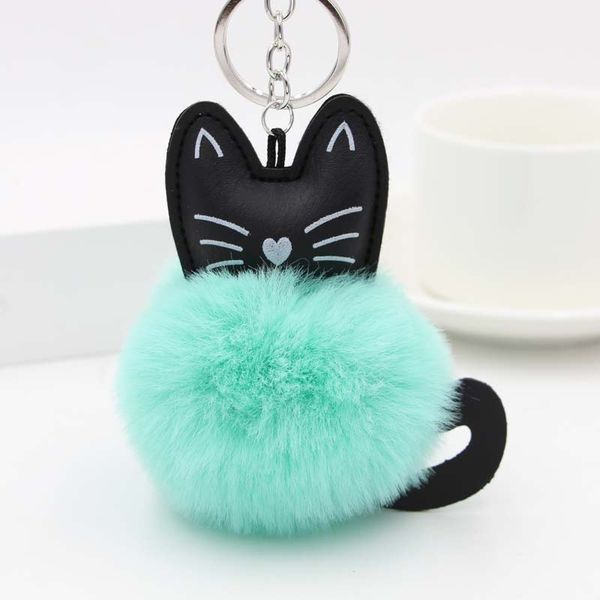 

cute fur ball keychain cat soft pompom animal tail hair ball car keychain ladies car bag accessories key ring mom gift llaveros, Silver