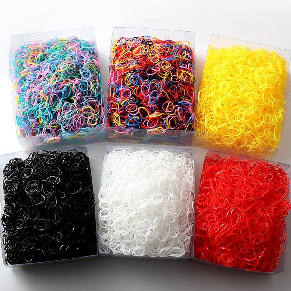 

2000pcs girls hair bands accessories nylon rubber band elastic headband children ponytail gum holder kids ornaments, Slivery;white