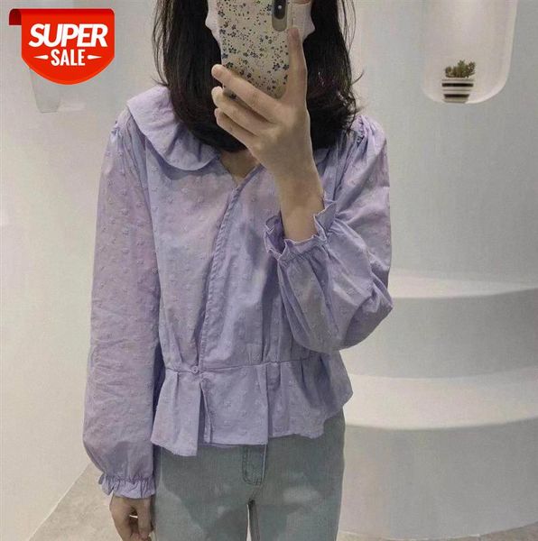

li zhiqi korean doll collar ruffled high waist short shirt temperament women 110257 #5j9t, Black;gray