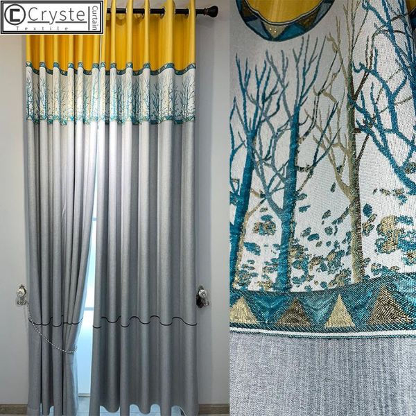 

full blackout curtains plain stitching simple jacquard nordic style living room balcony curtain & drapes