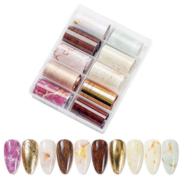 

nail art kits 10pcs/box spring summer animal spots foil blossoming marble floral stickers butterfly flowers green leaves