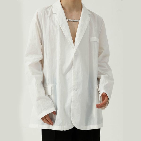 

men's suits & blazers autumn blazer men loose casual thin coat male streetwear vintage fashion jacket man jexu, White;black